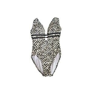 Women's Upstream Tummy Control One Piece Size 10 Cream Black Low Cut